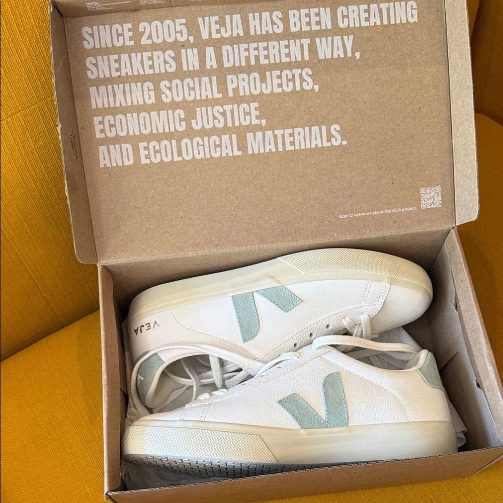 NEW $175 VEJA Campo Chromefree Matcha Leather Sneakers - Picture 2 of 13